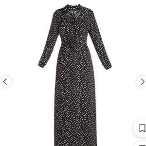 BCBG Elegant Black and White Polka Dot Maxi Dress